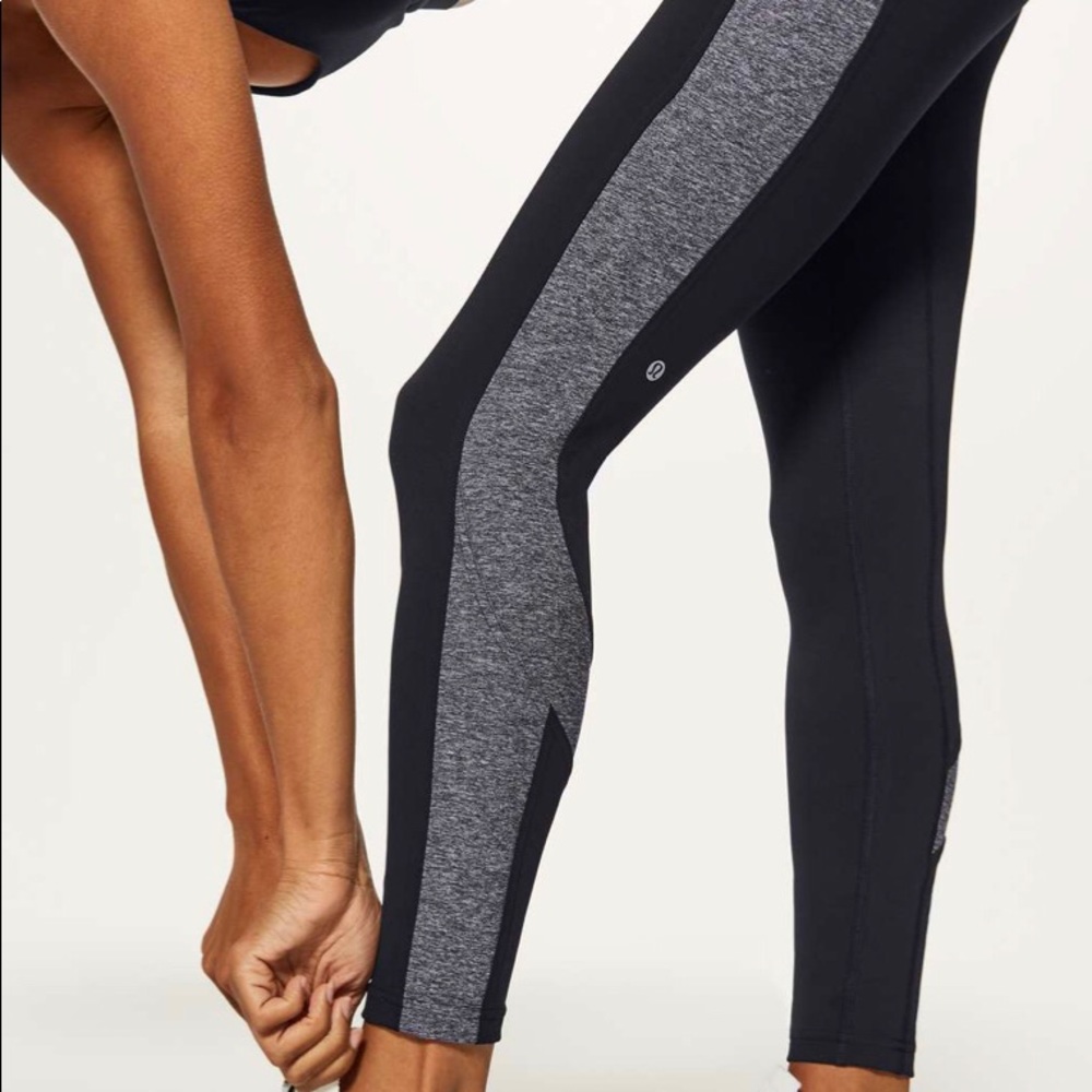 Lululemon Box Out Tight Size 8 in Black and Heathered Gray